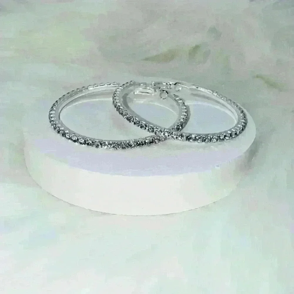 Sparkling Rhinestones Hoop Earrings